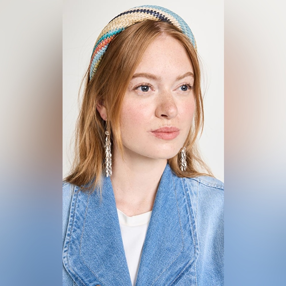 Lele Sadoughi Raffia Woven Alice Headband- Venice Rainbow